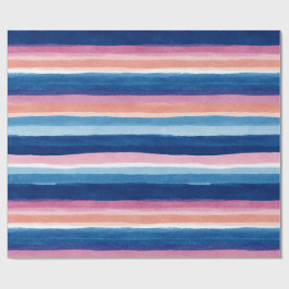 Blauw en Roze Aquarel Kuststrepen Cadeaupapier