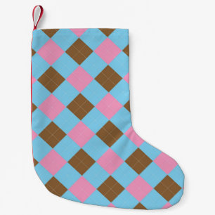 Blauw en roze arglistijlepatroon kleine kerstsok