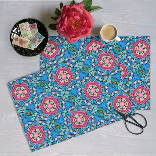 Blauw en roze art Deco Glass Ribbons Elegant Vinta Tissuepapier