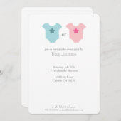 Blauw en roze Baby Bodysuit Baby Uitnodiging openb (Voorkant / Achterkant)