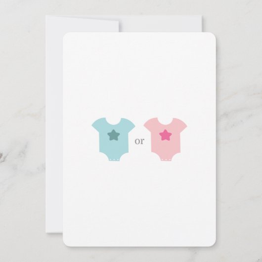 Blauw en roze Baby Bodysuit Baby Uitnodiging openb (Achterkant)