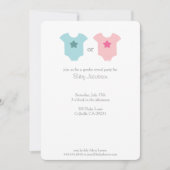 Blauw en roze Baby Bodysuit Baby Uitnodiging openb (Voorkant)