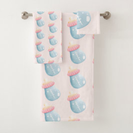 Blauw- en roze Baby flesflesje Bad Handdoek