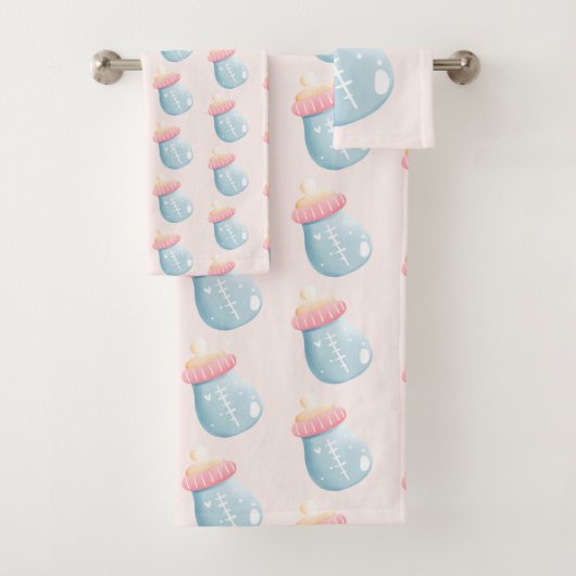 Blauw- en roze Baby flesflesje Bad Handdoek (Insitu)