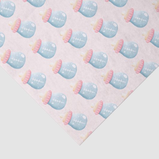 Blauw- en roze Baby flesflesje Tissuepapier (Detail)
