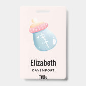 Blauw en roze Baby flesje Badge (Back)