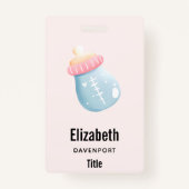 Blauw en roze Baby flesje Badge (Voorkant)