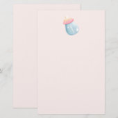 Blauw en roze Baby flesje Briefpapier (Voorkant / Achterkant)