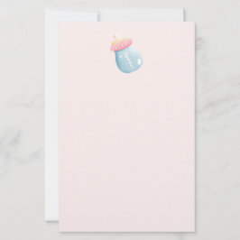 Blauw en roze Baby flesje Briefpapier