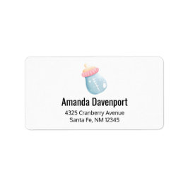 Blauw en roze Baby flesje Etiket