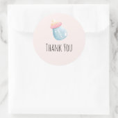 Blauw en roze Baby flesje goed bedankt Ronde Sticker (Tas)