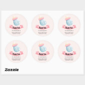 Blauw en roze Baby flesje goed bedankt Ronde Sticker (Vel)
