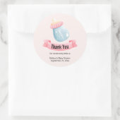 Blauw en roze Baby flesje goed bedankt Ronde Sticker (Tas)