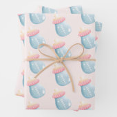 Blauw en roze Baby flesje Inpakpapier Vel (In situ)