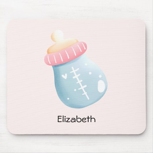 Blauw en roze Baby flesje Muismat (Voorkant)