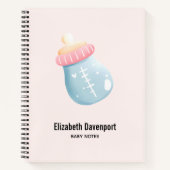 Blauw en roze Baby flesje Notitieboek (Voorkant)