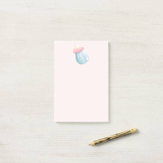 Blauw en roze Baby flesje Post-it® Notes (Op bureau)