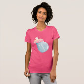 Blauw en roze Baby flesje T-shirt (Voorkant volledig)