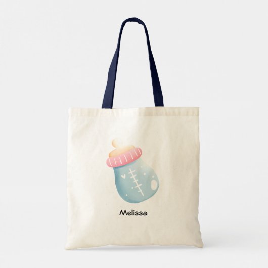 Blauw en roze Baby flesje Tote Bag (Achterkant)