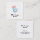 Blauw en roze Baby flesje Vierkante Visitekaartje (Voorkant / Achterkant)