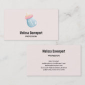 Blauw en roze Baby flesje Visitekaartje (Voorkant / Achterkant)