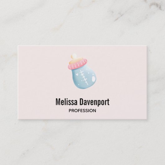 Blauw en roze Baby flesje Visitekaartje (Voorkant)