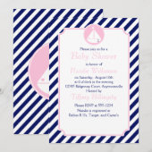 Blauw en roze Baby shower Kaart (Voorkant / Achterkant)