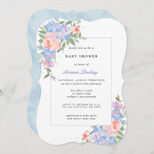 Blauw en roze Baby shower Kaart