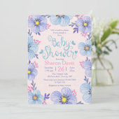 Blauw en roze Baby shower Kaart (Staand voorkant)
