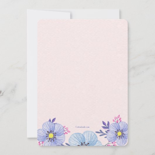 Blauw en roze Baby shower Kaart (Achterkant)