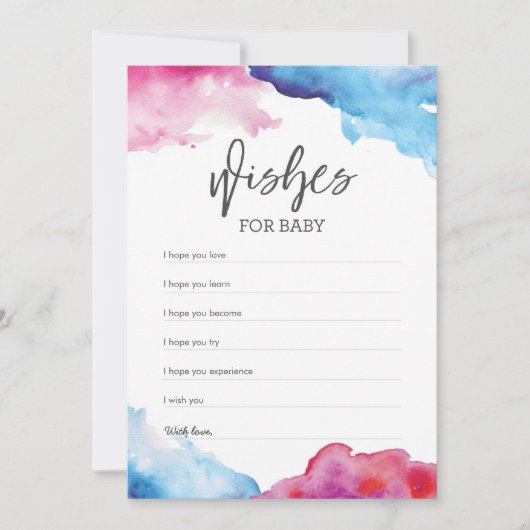 Blauw en roze Baby shower van het Splash Wissen vo Kaart (Voorkant)
