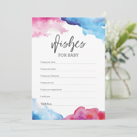 Blauw en roze Baby shower van het Splash Wissen vo Kaart (Staand voorkant)
