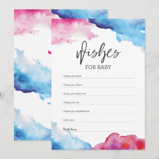 Blauw en roze Baby shower van het Splash Wissen vo Kaart (Voorkant / Achterkant)