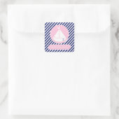Blauw en roze Baby shower Vierkante Sticker (Tas)