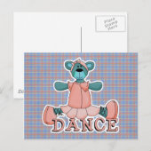 Blauw en roze Ballerina Dance Beer Briefkaart (Voorkant / Achterkant)