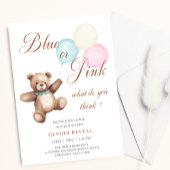 Blauw en Roze Ballon Beer Baby Geslacht onthullen Kaart