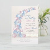 Blauw- en roze-ballonArch Baby Kaart (Staand voorkant)
