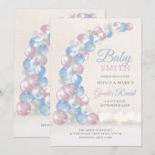 Blauw- en roze-ballonArch Baby Kaart (Voorkant / Achterkant)