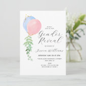 blauw en roze balon baby kaart (Staand voorkant)