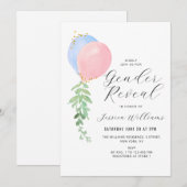 blauw en roze balon baby kaart (Voorkant / Achterkant)