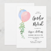 blauw en roze balon baby kaart (Voorkant / Achterkant)