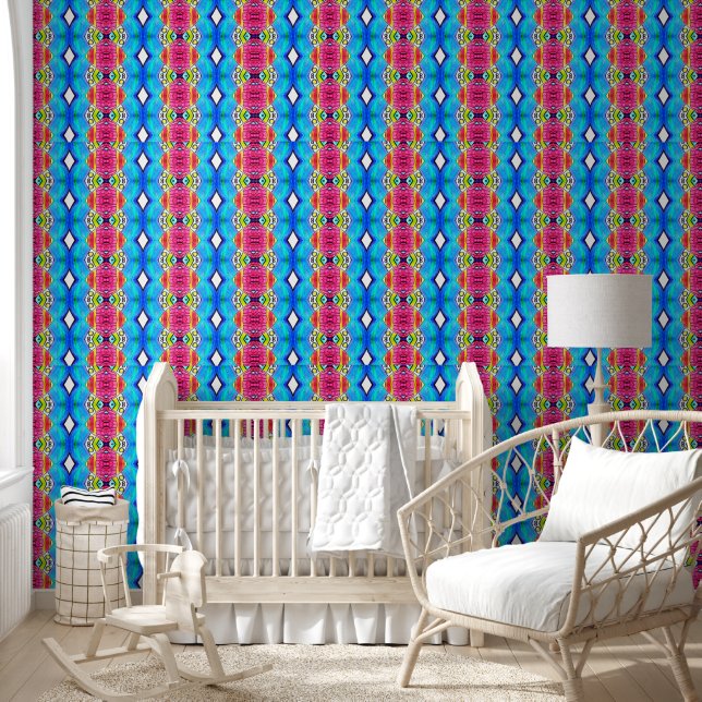 Blauw en roze behang (Kinderen)
