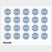 Blauw en roze Big Polka Dot Pattern gepersonalisee Ronde Sticker (Vel)