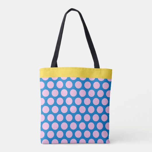 Blauw en roze Big Polka Dot Pattern gepersonalisee Tote Bag (Achterkant)