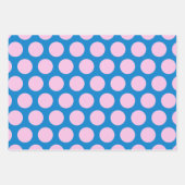 Blauw en roze Big Polka Dot Pattern Inpakpapier Vel (Voorkant 3)