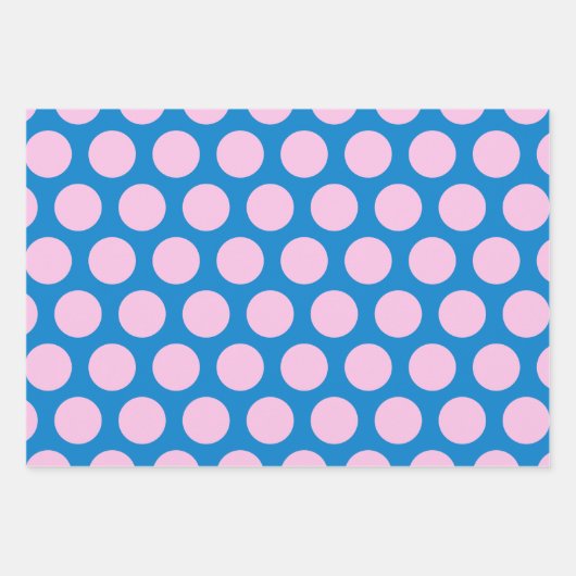Blauw en roze Big Polka Dot Pattern Inpakpapier Vel (Voorkant)