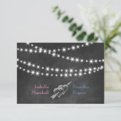 Blauw en roze Blackboard Twinkle Lights RSVP. RSVP Kaartje (Staand voorkant)