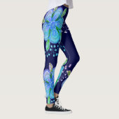 Blauw en roze bloeiende yoga broek leggings (Rechts)