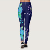 Blauw en roze bloeiende yoga broek leggings (Achterkant)