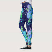Blauw en roze bloeiende yoga broek leggings (Links)